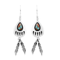 Santa Fe Style Spiny Turquoise Earrings in Sterling Silver 3.50 ctw
