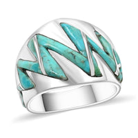 Santa Fe Style Turquoise Ring in Sterling Silver 2.30 ctw