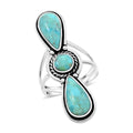 Santa Fe Style Kingman Turquoise Ring in Sterling Silver (Size 10.0) 15.00 ctw - Sticky add to cart bar