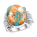 Santa Fe Style Spiny Turquoise Ring in Sterling Silver 9.30 ctw - Sticky add to cart bar