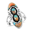 Santa Fe Style Spiny Turquoise Ring in Sterling Silver (Size 10.0) 9.10 ctw - Sticky add to cart bar