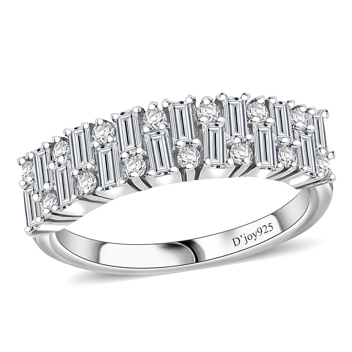 Doorbuster Moissanite Ring in Rhodium Over Sterling Silver (Size 7.0) 1.15 ctw