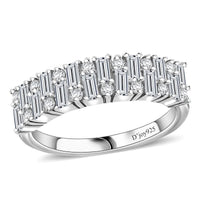 Doorbuster Moissanite Ring in Rhodium Over Sterling Silver (Size 7.0) 1.15 ctw