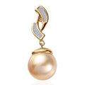 Luxoro 14K Yellow Gold Premium Golden South Sea Pearl and I2 Diamond Pendant without Chain 0.10 ctw - Sticky add to cart bar