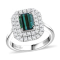 Certified & Appraised Rhapsody 950 Platinum AAAA Monte Belo Indicolite, Diamond (E-F, VS) (0.67 cts) Double Halo Ring (Size 6.0) (7.85 g) 2.05 ctw - Sticky add to cart bar