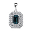 Rhapsody 950 Platinum AAAA Monte Belo Indicolite and E-F VS Diamond Double Halo Pendant without Chain 4.20 Grams 2.05 ctw - Sticky add to cart bar