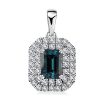 Rhapsody 950 Platinum AAAA Monte Belo Indicolite and E-F VS Diamond Double Halo Pendant without Chain 4.20 Grams 2.05 ctw