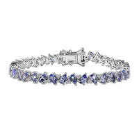 Tanzanite, Moissanite Bracelet in Rhodium Over Sterling Silver (6.50 In) 8.20 ctw