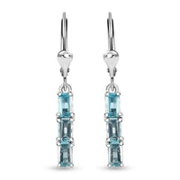 D'Joy Betroka Blue Apatite 2.15 ctw Lever Back Earrings in Rhodium Over Sterling Silver