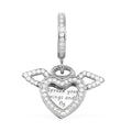 Simulated Diamond 0.65 ctw Angels and Love Charm in Rhodium Over Sterling Silver - Sticky add to cart bar