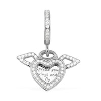 Simulated Diamond 0.65 ctw Angels and Love Charm in Rhodium Over Sterling Silver