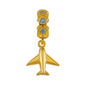 Simulated Blue Diamond Airplane Charm in Rhodium Over Sterling Silver 0.10 ctw - Sticky add to cart bar