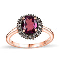 Epic Deal Radiant Ember Garnet, Natural Champagne and White Diamond (0.30 cts) Sunrays Ring in 18K Vermeil RG Over Sterling Silver (Size 10.0) 2.35 ctw - Sticky add to cart bar