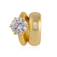 Simulated Diamond Charm in 14K YG Over Sterling Silver 0.05 ctw