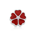 Simulated Diamond and Enameled Red Flower Charm in Rhodium Over Sterling Silver - Sticky add to cart bar