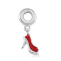 Red Enameled Fish Mouth Heels Charm in Rhodium Over Sterling Silver - Sticky add to cart bar