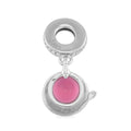 Enameled Afternoon Tea Charm in Rhodium Over Sterling Silver - Sticky add to cart bar