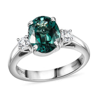Certified & Appraised Rhapsody 950 Platinum AAAA Pirineu Lagoon Tourmaline, Diamond (E-F, VS) (0.20 cts) Ring (Size 10.0) (6.95 g) 2.90 ctw