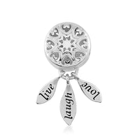 Live Laugh Love Charm in Rhodium Over Sterling Silver