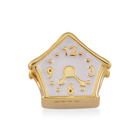 Enameled House Clock Charm in Rhodium Over Sterling Silver (3 g)