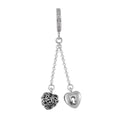 Simulated Diamond Heart to Heart Charm in Rhodium Over Sterling Silver - Sticky add to cart bar