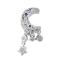 Simulated White and Blue Diamond Retro Moon Dreamcatcher Charm in Rhodium Over Sterling Silver 0.15 ctw - Sticky add to cart bar