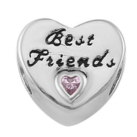 Simulated Pink Diamond Best Friend Charm in Rhodium Over Sterling Silver 0.05 ctw