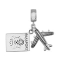 Passport Airplane Charm in Rhodium Over Sterling Silver 3.25 Grams - Sticky add to cart bar