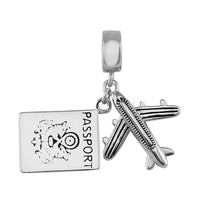 Passport Airplane Charm in Rhodium Over Sterling Silver 3.25 Grams