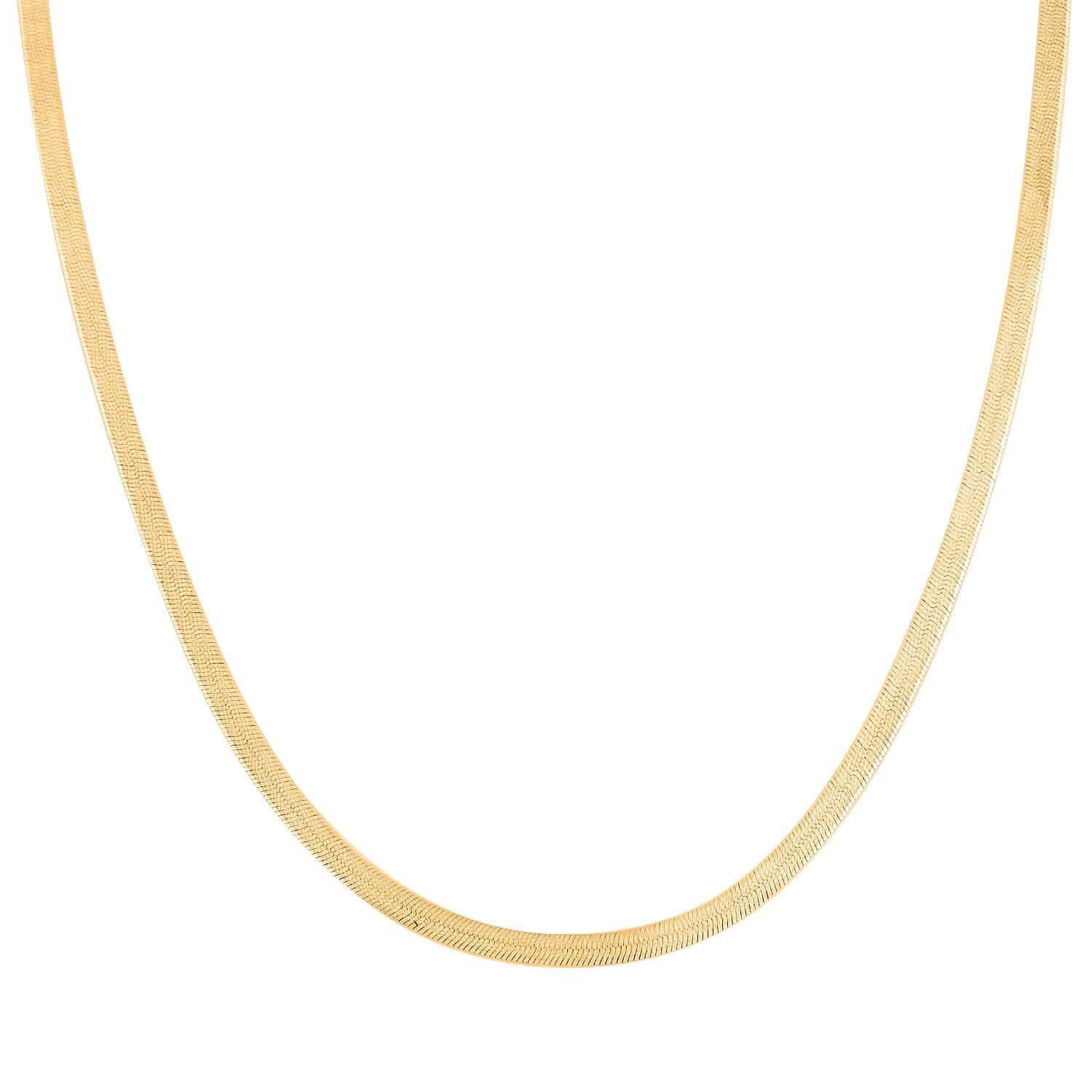 14K Yellow Gold Over Sterling Silver Herringbone Chain Necklace 18 Inches 9.50 Grams