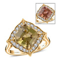 Certified & Appraised Luxoro 14K Yellow Gold Asscher Cut AAA Turkizite and I2 Diamond Ring (Size 10.0) 4.63 Grams 4.55 ctw - Sticky add to cart bar