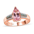 Luxoro 14K Rose Gold AAA Pink Morganite, Paraiba Tourmaline and G-H I2 Diamond Ring 4.25 Grams 2.30 ctw - Sticky add to cart bar