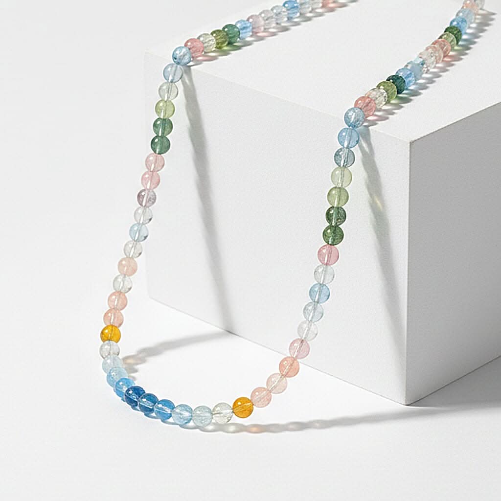 Certified & Appraised Luxoro Premium Multi Beryl 90.00 ctw Beaded Graduated Necklace in 14K Yellow Gold 18-20 Inches