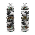 Artisan Crafted Blue Horizon Turquoise and White Buffalo 9.00 ctw Hoop Earrings in Black Oxidized Sterling Silver - Sticky add to cart bar
