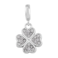 Simulated Diamond 0.25 ctw Four Leaf Flower Charm in Rhodium Over Sterling Silver - Sticky add to cart bar