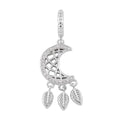 Simulated Diamond Moon Dreamcatcher Charm in Rhodium Over Sterling Silver - Sticky add to cart bar