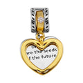 Simulated Diamond Two Hearts Charm in 14K Yellow Gold Over Sterling Silver - Sticky add to cart bar