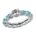 Premium Pink Morganite and Multi Gemstone Eternity Band Ring in Rhodium Over Sterling Silver 4.00 ctw - Sticky add to cart bar