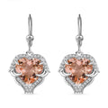 Morganique Quartz (Triplet) and White Zircon Heart Earrings in Rhodium Over Sterling Silver 9.60 ctw - Sticky add to cart bar