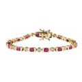Montepuez Ruby and Moissanite Art Deco Bracelet in 18K Vermeil Yellow Gold Over Sterling Silver (6.50 In) 5.00 ctw - Sticky add to cart bar