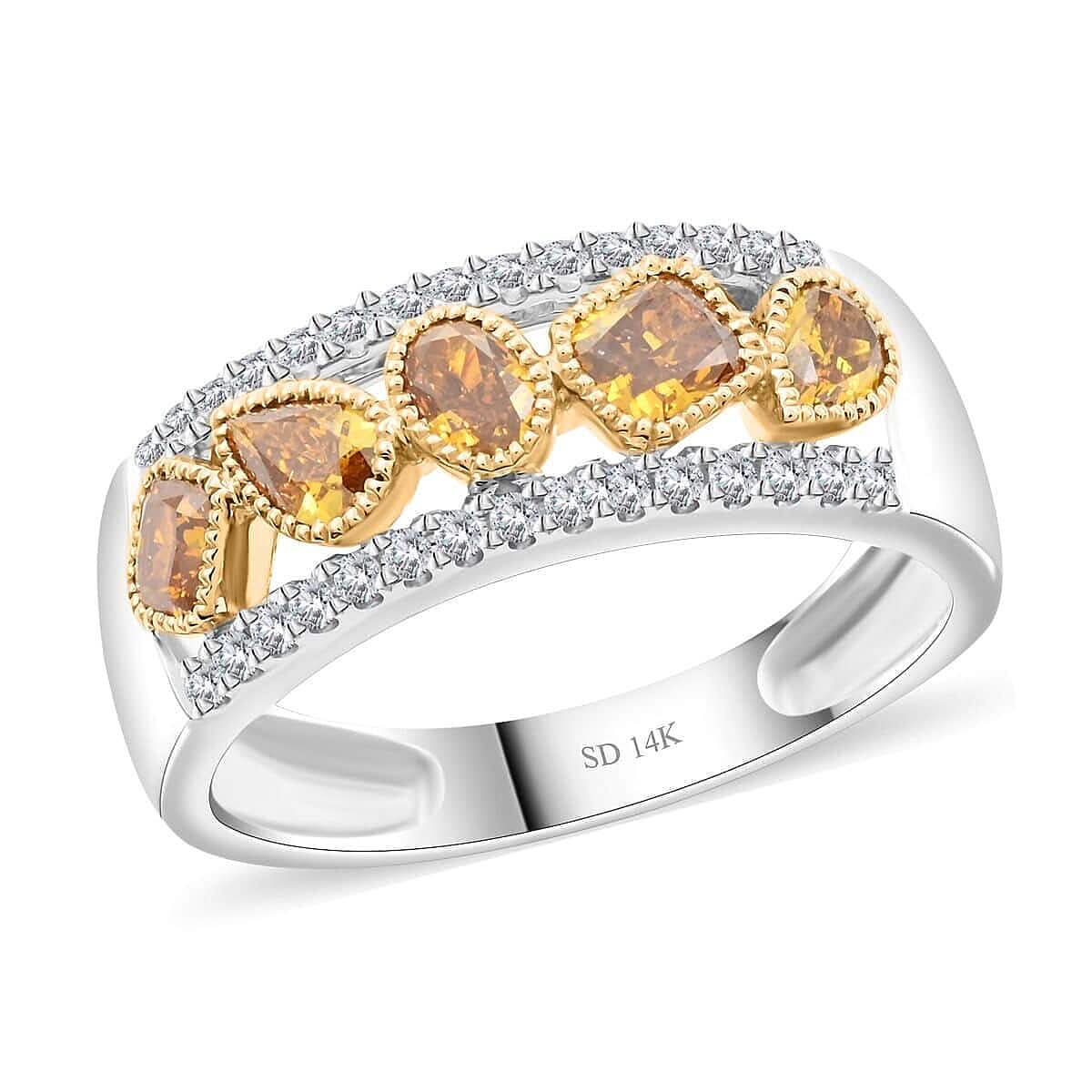 Modani 14K White and Yellow Gold Multi Diamond and White Diamond Ring 1.00 ctw