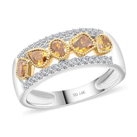 Modani 14K White and Yellow Gold Multi Diamond and White Diamond Ring 1.00 ctw