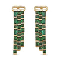 Green Glass, Simulated Diamond Earrings in Goldtone 0.30 ctw - Sticky add to cart bar