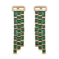 Green Glass, Simulated Diamond Earrings in Goldtone 0.30 ctw
