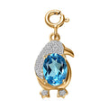 Blue Topaz, White Zircon Penguin Charm in 18K Vermeil YG Over Sterling Silver 1.80 ctw - Sticky add to cart bar