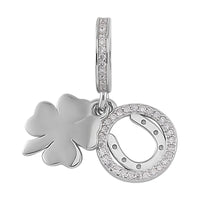 Simulated Diamond Rhinestone Charm in Rhodium Over Sterling Silver 0.60 ctw