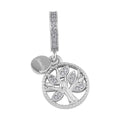 Simulated Diamond Retro Tree of Life Charm in Rhodium Over Sterling Silver - Sticky add to cart bar