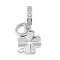 Simulated Diamond Clover Charm in Rhodium Over Sterling Silver 0.25 ctw - Sticky add to cart bar