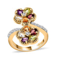 Multi Gemstone Bypass Flower Ring in 18K Vermeil YG Over Sterling Silver (Size 5.0) 2.00 ctw - Sticky add to cart bar