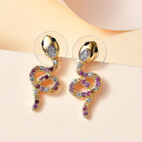 Multi Gemstone Snake Earrings in 18K Vermeil YG Over Sterling Silver 1.10 ctw